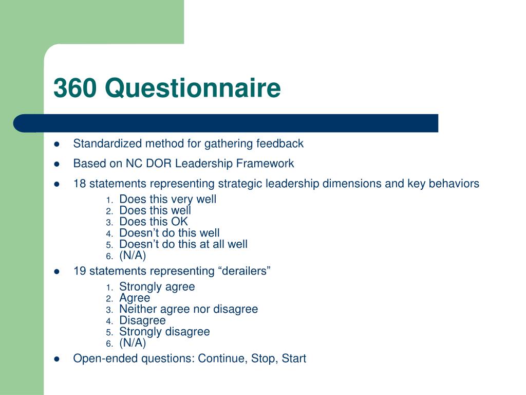 Sample leadership 360 development questionnaire watterson services