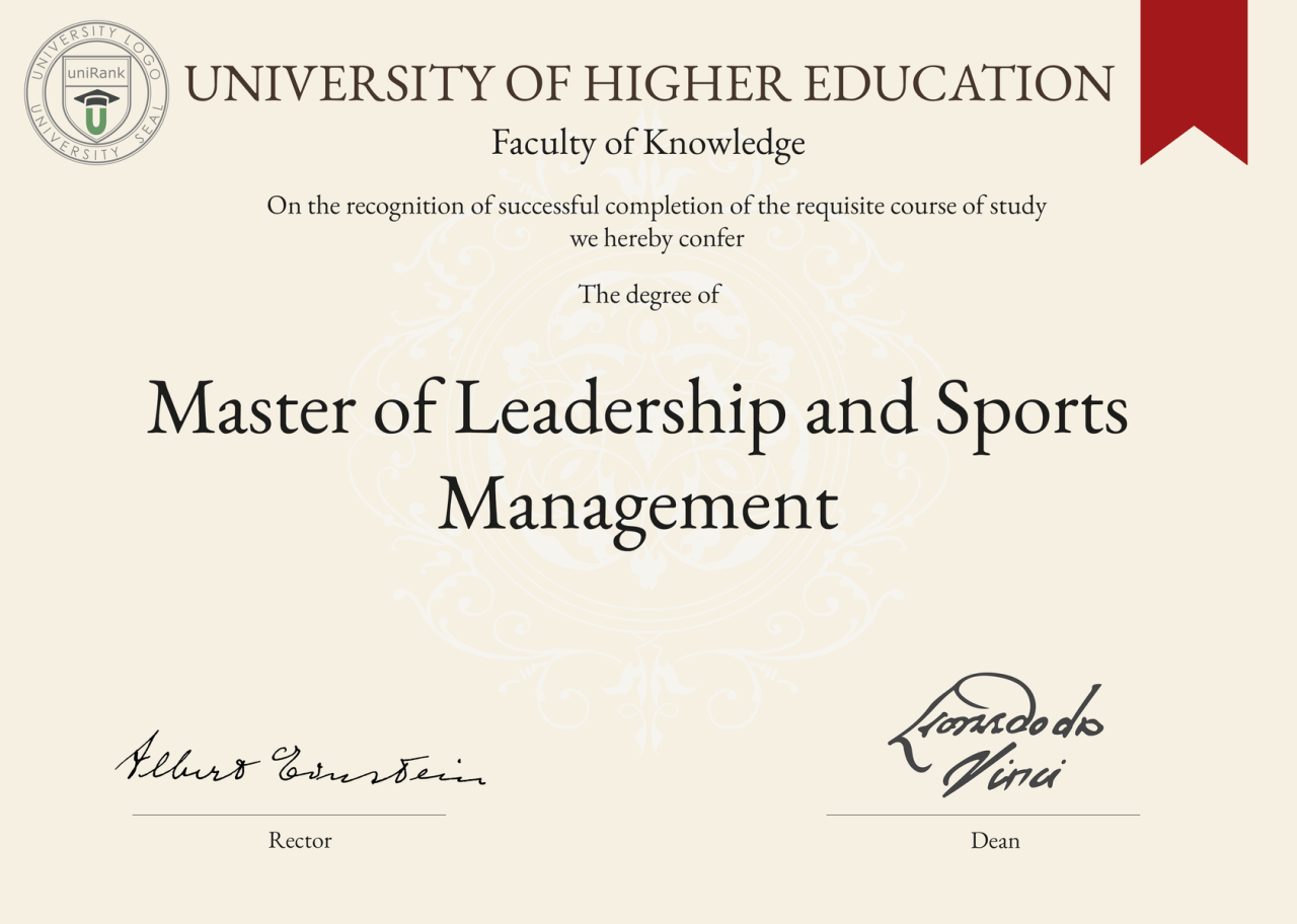 Masters in sports leadership