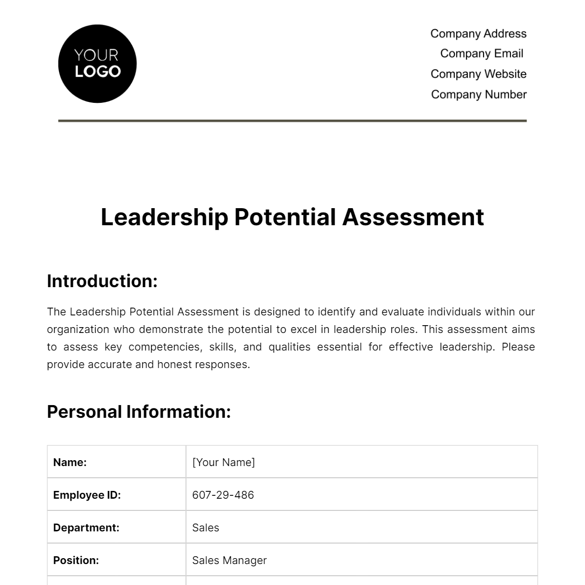 Assessment of leadership potential